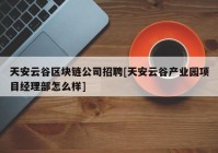 天安云谷区块链公司招聘[天安云谷产业园项目经理部怎么样]